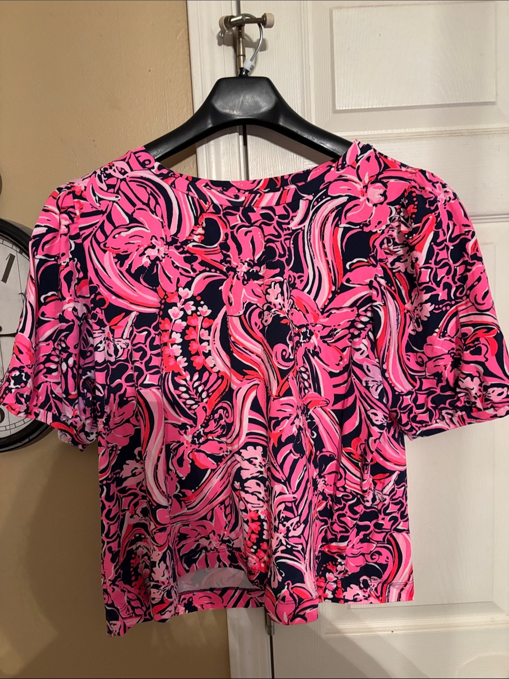 Lilly Pulitzer Pink Floral-Print Short Sleeve Top
